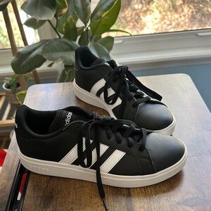 Adidas Men's Black Sneakers with White Stripes